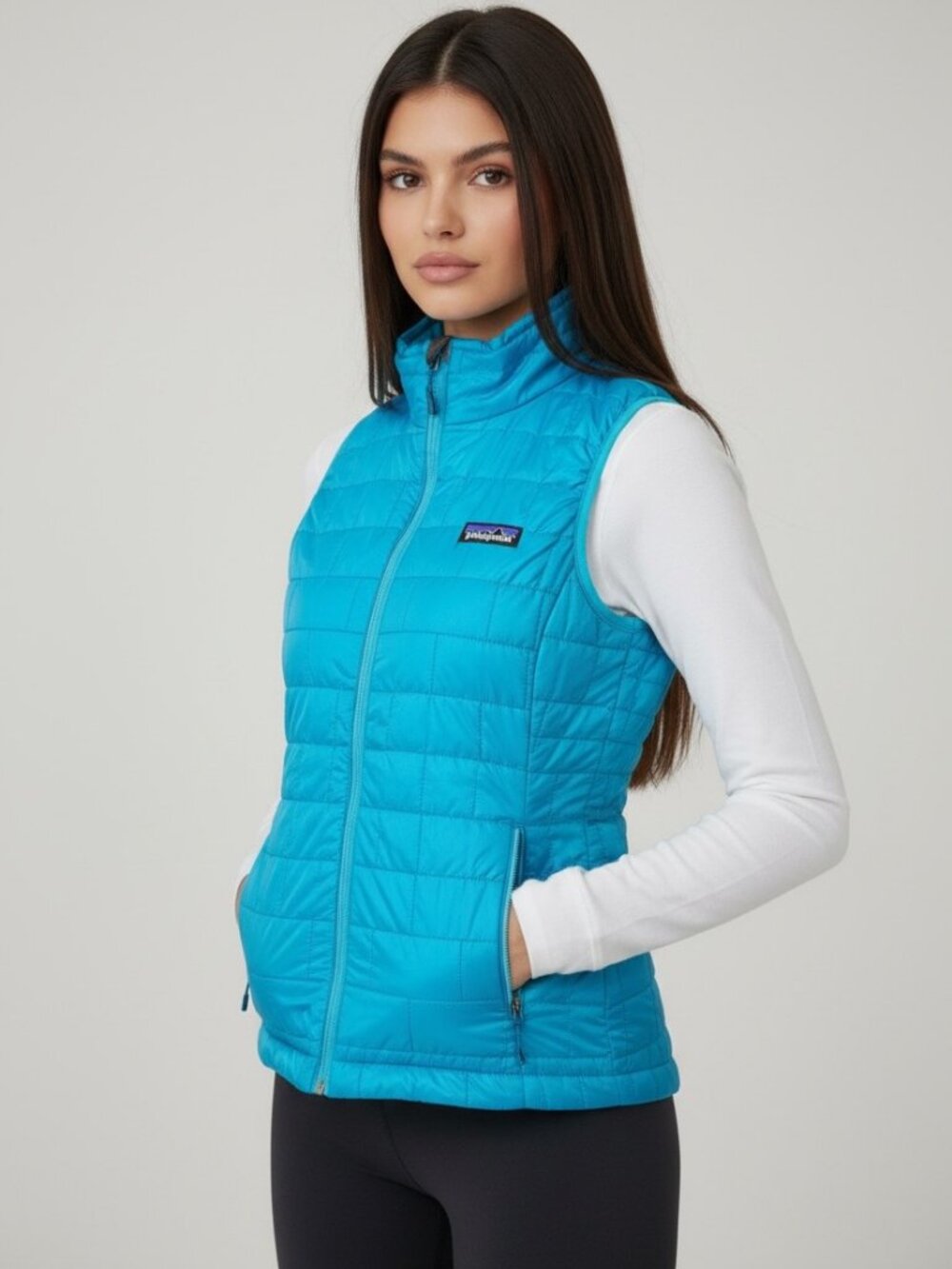 Patagonia Nano Puff Quilted Full Zip Vest Women XS Blue Gorpcore Winter Outerwea
